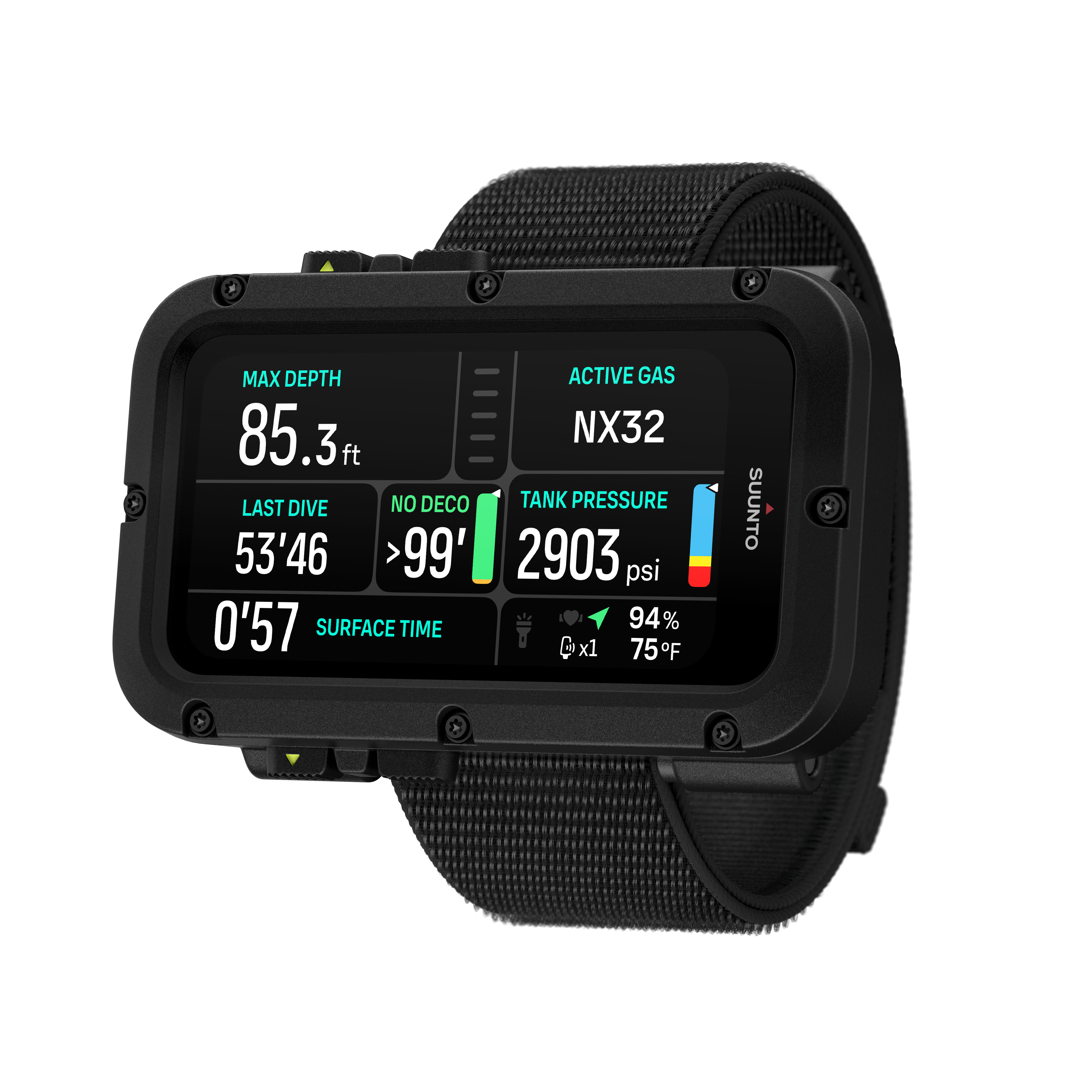 SUUNTO Nautic Elastic Textile Strap מחשב צלילה מתקדם עם רצועת טקסטיל