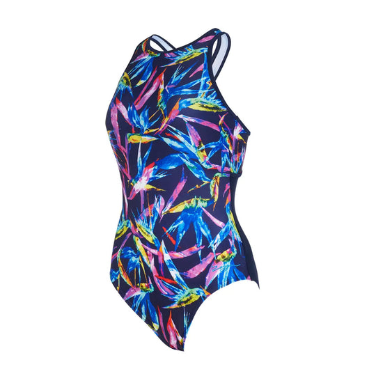 ZOGGS Hi Front Cross Back Neon Crystal בגד ים שלם