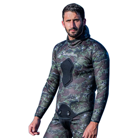ADVENTURE Camo Spearfishing Jacket חלק עליון לחליפת צלילה חופשית 5.5 מ"מ