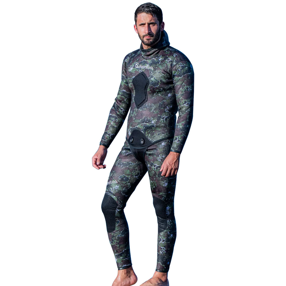 ADVENTURE 5.5mm Camo Spearfishing Wetsuit חליפה צלילה חופשית לדיג חלק תחתון + חלק עליון בעובי 5.5 מ"מ - דוגית