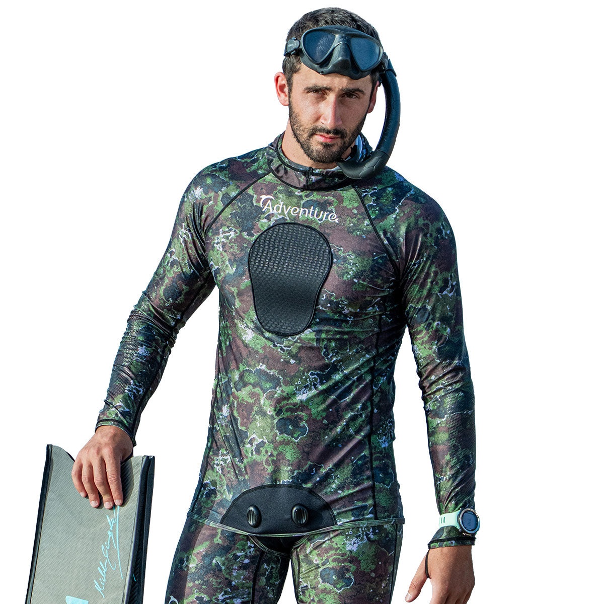 ADVENTURE Rush Guard Camo Spearfishing Jacket חליפה צלילה חופשית חלק עליון - דוגית