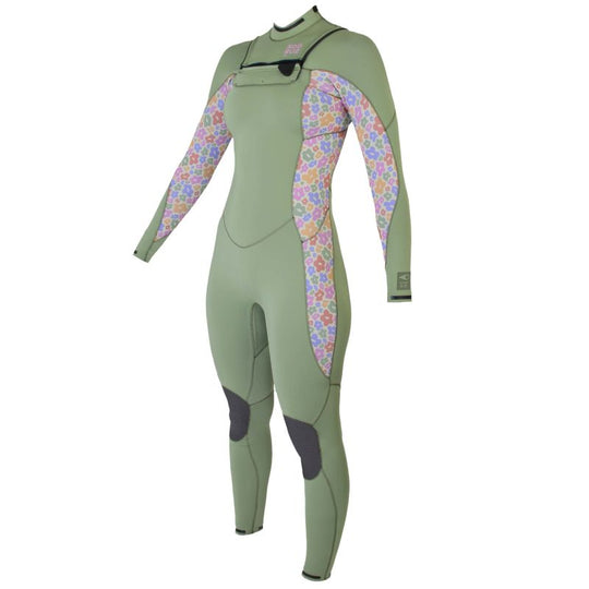 SOORUZ DIVINE 3/2 FZ Organic Oysterprene חליפת גלישה לנשים בצבע ירוק 3/2 רוכסן קדמי