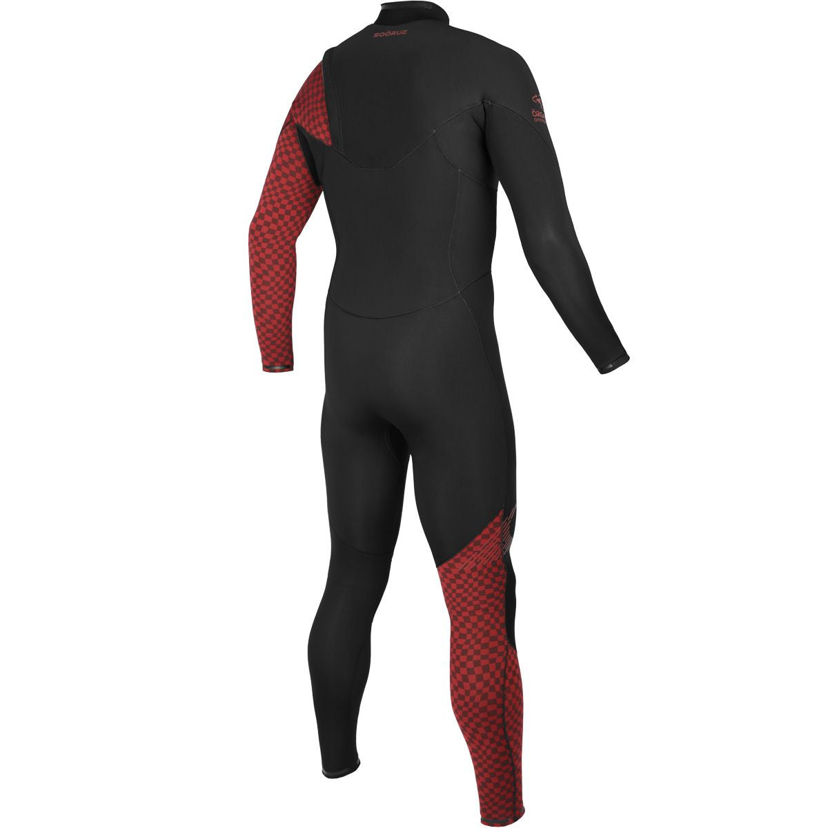 SOORUZ Fullsuit Men 2/2 ZF FIGHTER Organic Oysterprene חליפת גלישה לגברים בצבע שחור/אדום 2/2 מ"מ ללא רוכסן