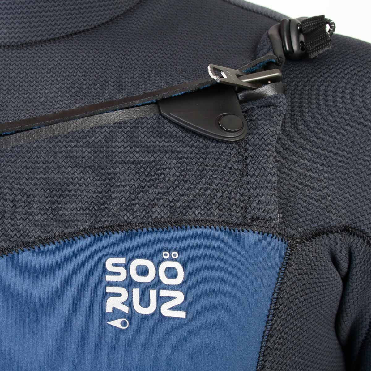 SOORUZ GURU PRO 4/3 CZ Men Organic Oysterprene Blue חליפת גלישה ארוכה לגברים בעובי 4/3 מ"מ עם רוכסן חזה מניאופרן אורגני