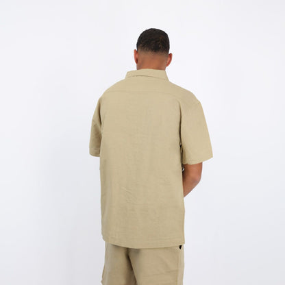 SOORUZ CARLO Shirt Linen חולצה מכופרת קצרה מפשתן וכותנה