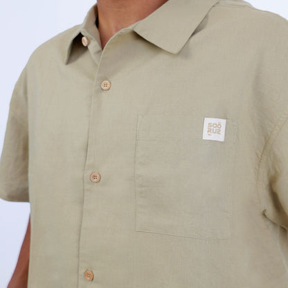 SOORUZ CARLO Shirt Linen חולצה מכופרת קצרה מפשתן וכותנה