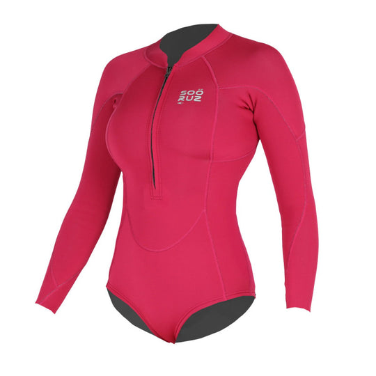 SOORUZ Shorty 1/1 LS mini zip DIVINE ORGANIC OYSTERPREN 2026 חליפת גלישה לנשים שורטי 1/1 רוכסן מיני בצבע ורוד