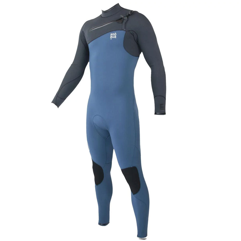 חליפת גלישה ארוכה לגברים צבע כחול בעובי 3/2 מ"מ עם רוכסן חזה מניאופרן אורגני