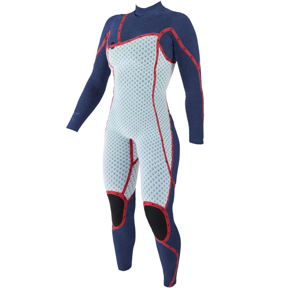 חליפת גלישה ארוכה לנשים צבע סגול בעובי 3/2 מ"מ עם רוכסן חזה מניאופרן אורגני