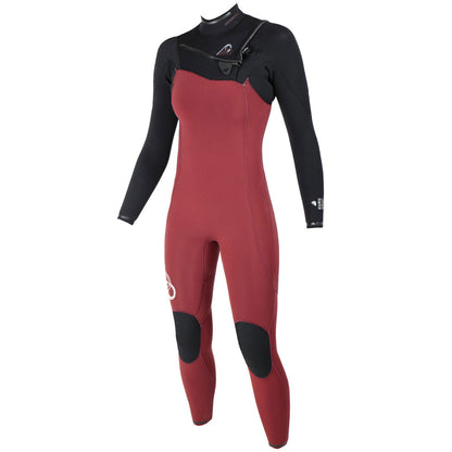 חליפת גלישה 4/3 מ"מ לנשים רוכסן חזה בצבע אדום