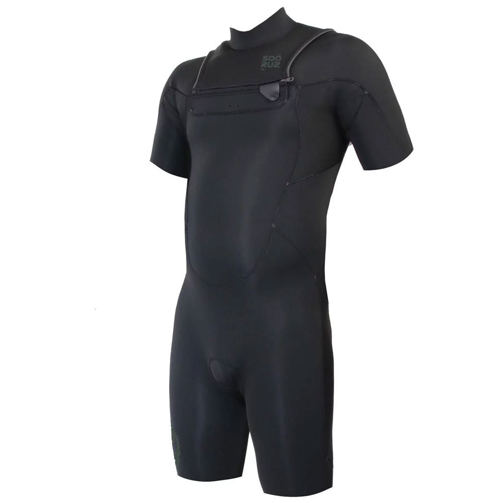 חליפת גלישה שורטי צבע שחור רוכסן קדמי עם שרוולים קצרים בעובי 2/2 מ"מ לגברים