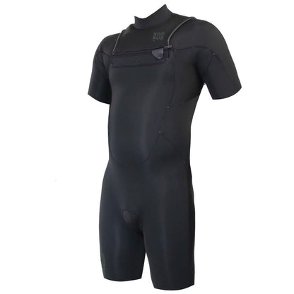 חליפת גלישה שורטי צבע שחור רוכסן קדמי עם שרוולים קצרים בעובי 2/2 מ"מ לגברים