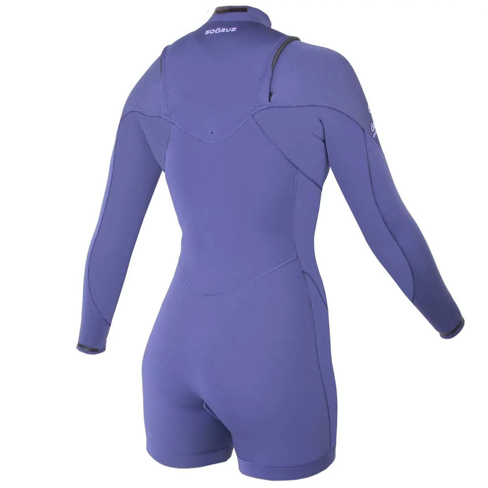 חליפת גלישה שורטי בצבע סגול עם שרוולים ארוכים ורוכסן קדמי בעובי 2/2 מ"מ לנשים