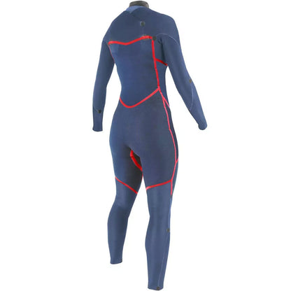 חליפת גלישה לנשים רוכסן חזה בעובי 4/3 מ"מ בצבע אדום