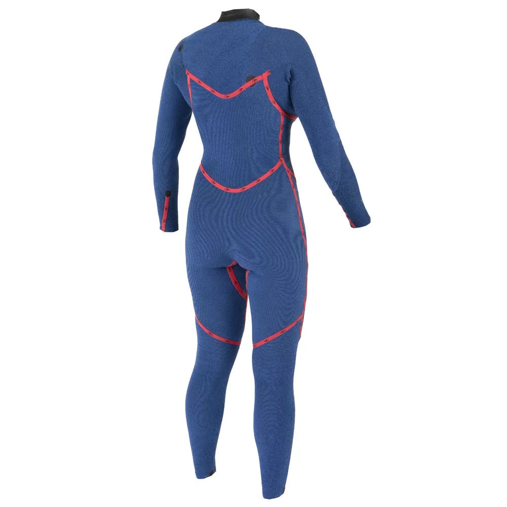 חליפת גלישה ארוכה לנשים בעובי 4/3 מ"מ עם רוכסן קדמי בצבע כחול