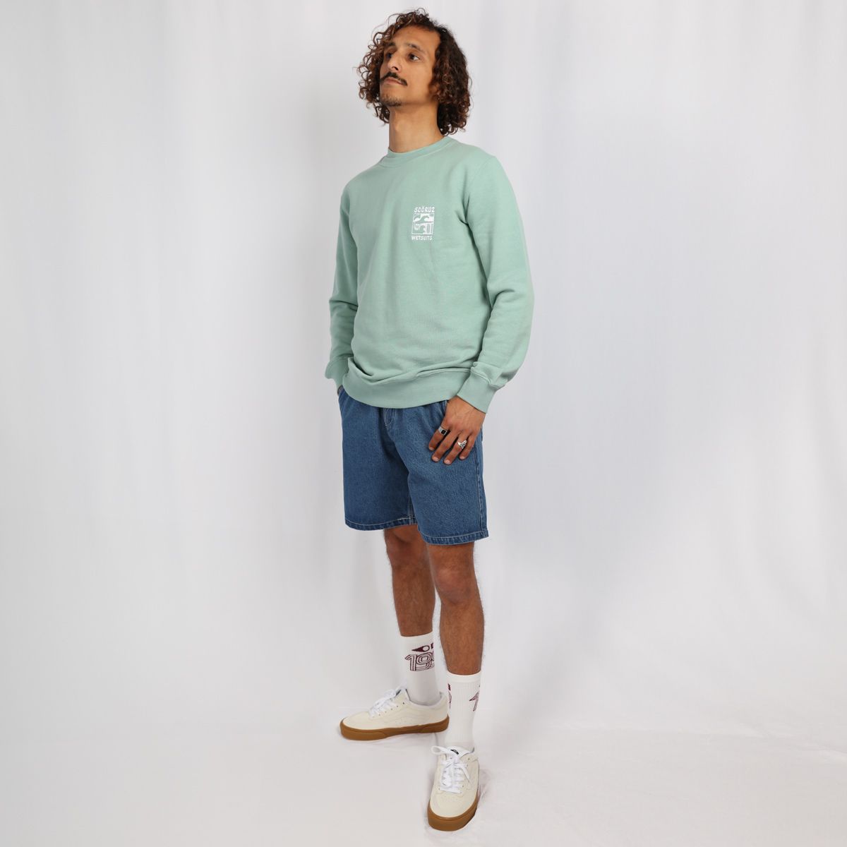 SOORUZ Sweat round Bio AZUL organic cotton חולצה ארוכה סווצ'רט ללא כובע מכותנה אורגנית