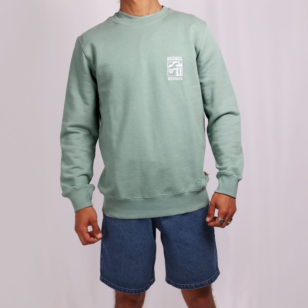 SOORUZ Sweat round Bio AZUL organic cotton חולצה ארוכה סווצ'רט ללא כובע מכותנה אורגנית