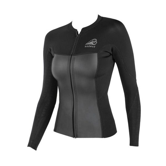 SOORUZ Top Women 2/1 Zip LS DIVINE חולצת גלישה ארוכה לנשים עם רוכסן בעובי 2/1 מ"מ בצבע שחור