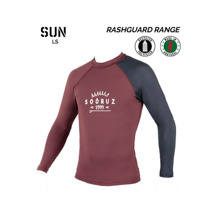 SOORUZ Rashguard LS Sun 2024 חולצת לייקרה לגברים שרוול ארוך בצבע אדום/שחור