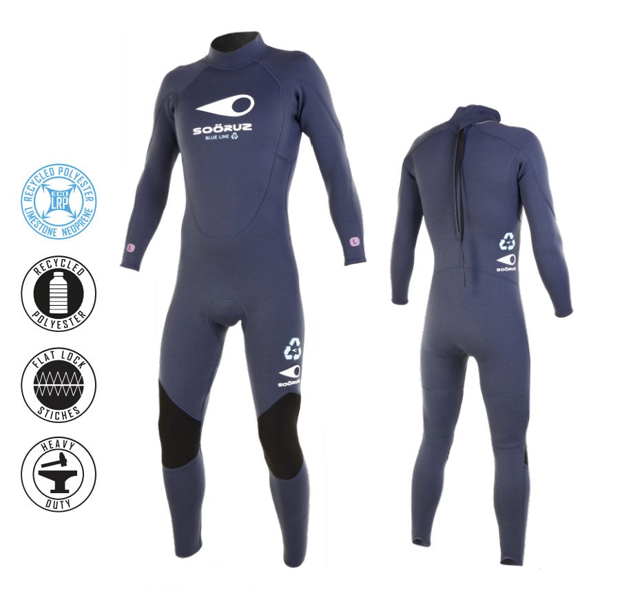 SOORUZ Student back-zip 3/3 2022 Blue Line חליפת גלישה לגברים