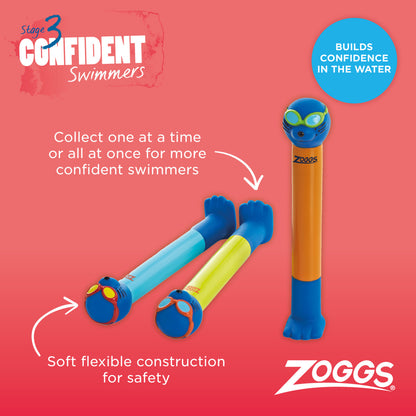 ZOGGS Zoggy Dive Stick 3pcs Pack מקלות משחק לבריכה - דוגית