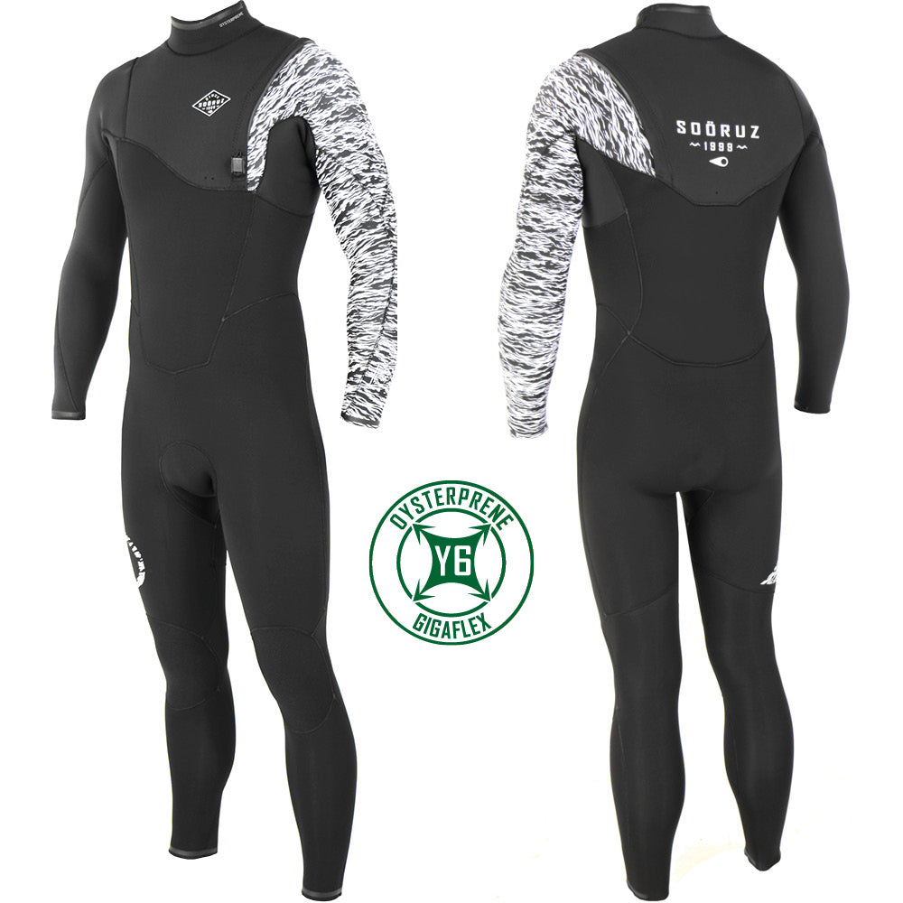 חליפת גלישה 3/2 מ"מ לגברים צבע שחור לבן SOORUZ FIGHTER PRO Zip-Free Jorgann 3/2 2021 - דוגית