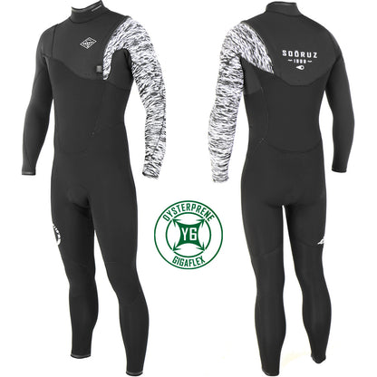 חליפת גלישה 3/2 מ"מ לגברים צבע שחור לבן SOORUZ FIGHTER PRO Zip-Free Jorgann 3/2 2021 - דוגית