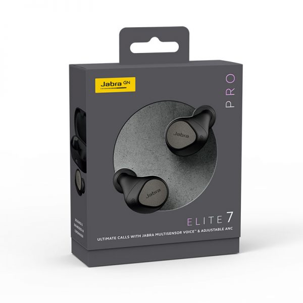 JABRA Elite 7 Pro Titanium Black אוזניות True Wireless מתקדמות בצבע אפור כהה למוזיקה ושיחות
