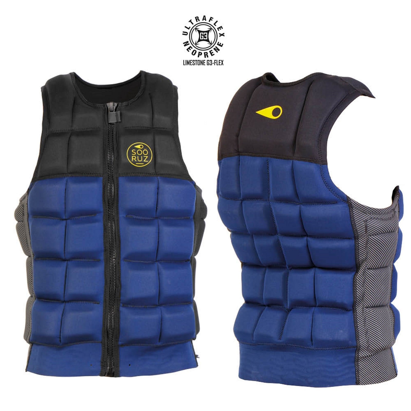 אפוד ציפה איכותי - וסט גלישה כחול - Sooruz Vamp Navy Wakevest Zip 1/1 - דוגית