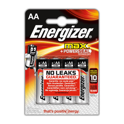 מארז 4 סוללות אצבע AA אלקליין Energizer Max - דוגית
