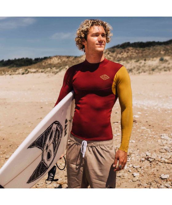 SOORUZ Lycra STREY חולצת לייקרה בצבע אדום-צהוב שרוול ארוך לגברים 2022